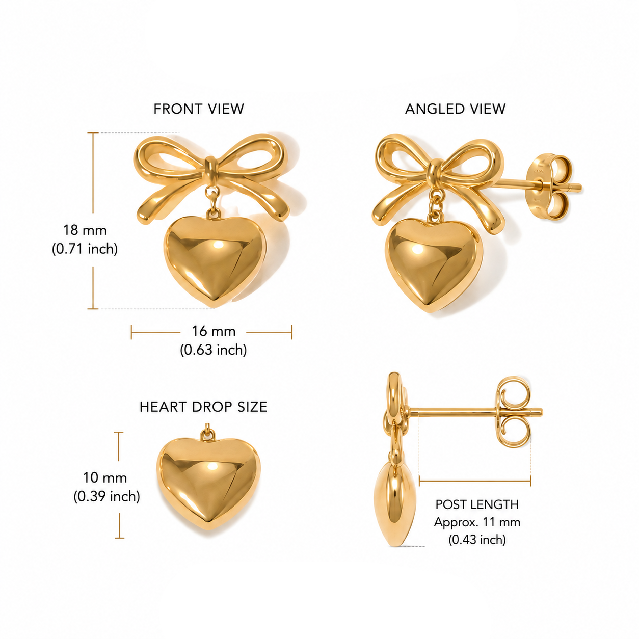 Bow Heart Earrings