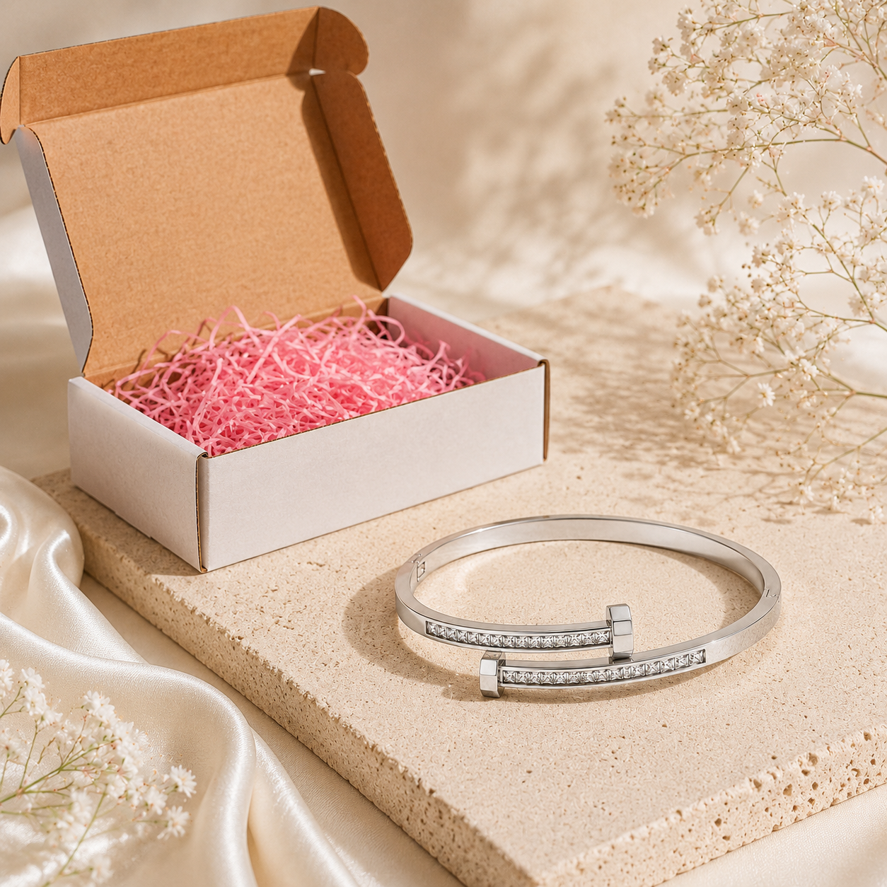 Silver Crystal Wrap Bangle