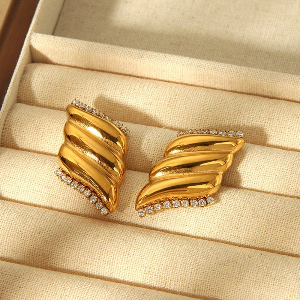 Retro Zircon Inlaid Geometric Earrings