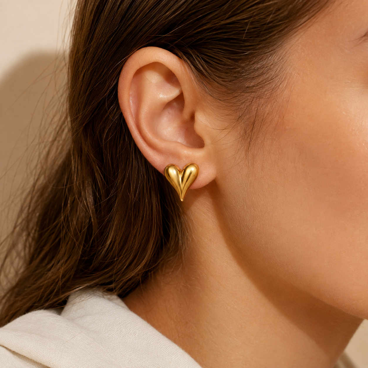 Sculpted Heart Studs