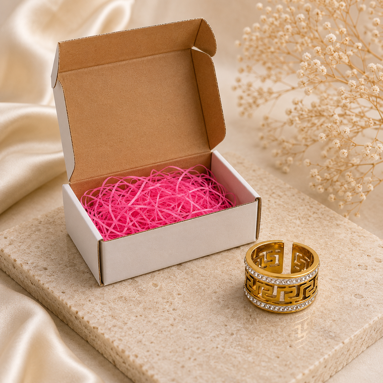 Greek Key Pattern Adjustable Ring