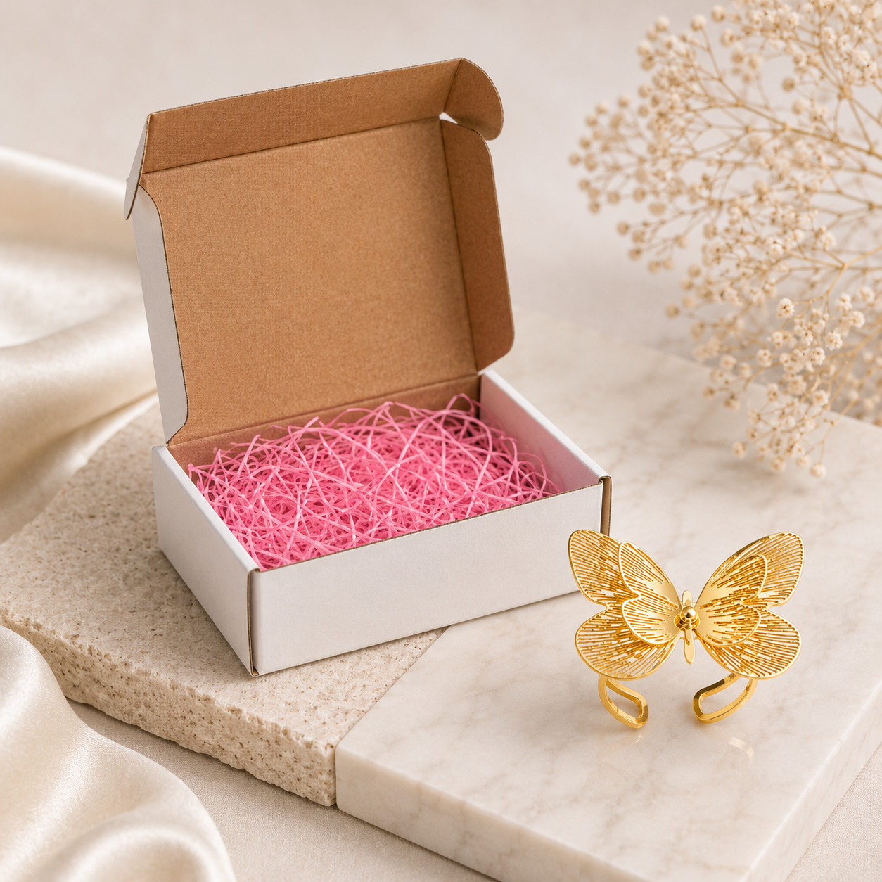 Double Butterfly Adjustable Ring
