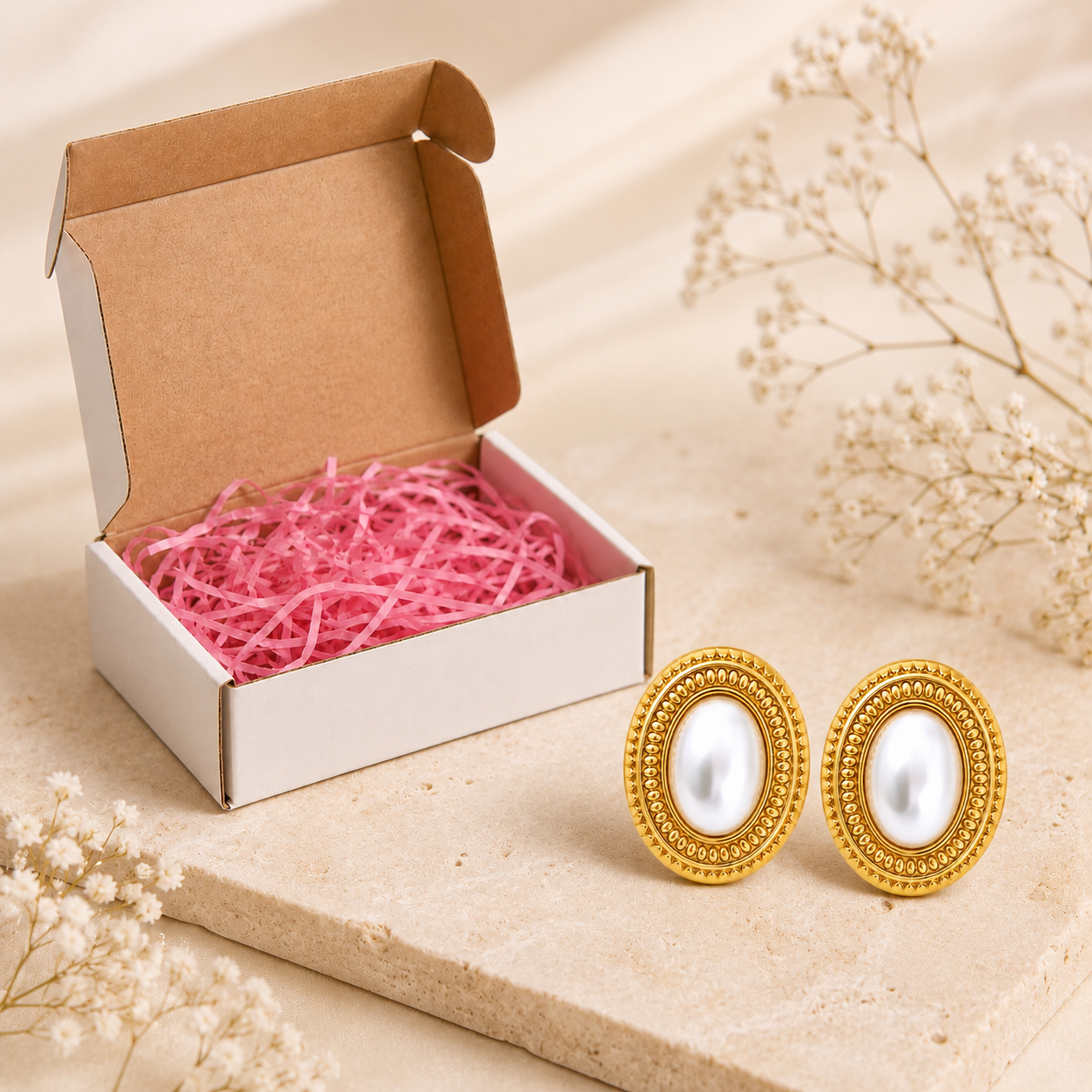 Oval-shaped stud earrings