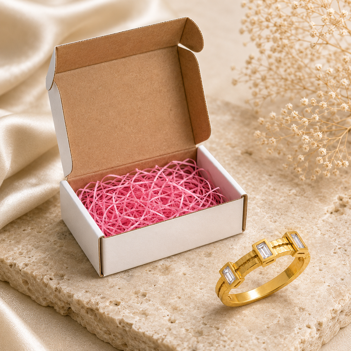 Golden Trio Stone Ring