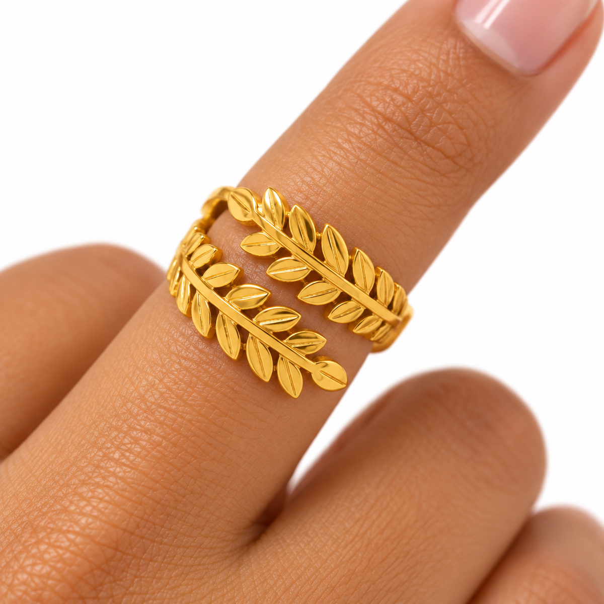 Gold-Tone Leaf Wrap Ring