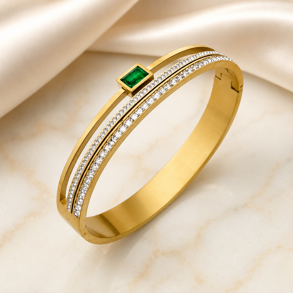 Green Stone Crystal Bangle