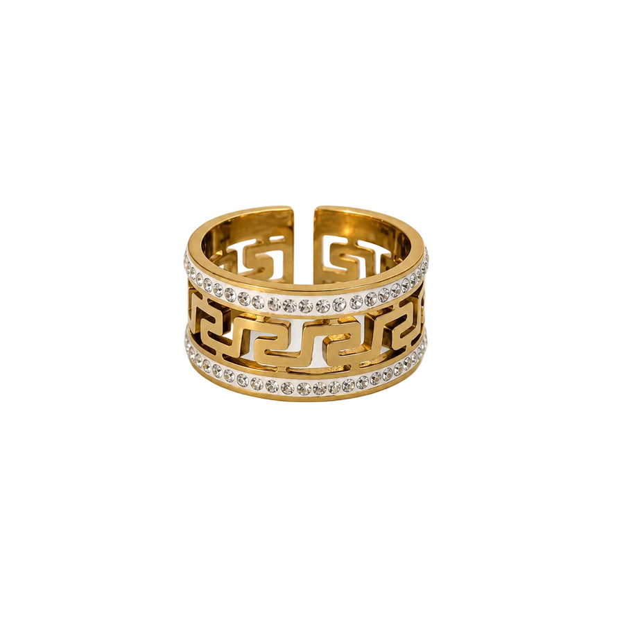Greek Key Pattern Adjustable Ring