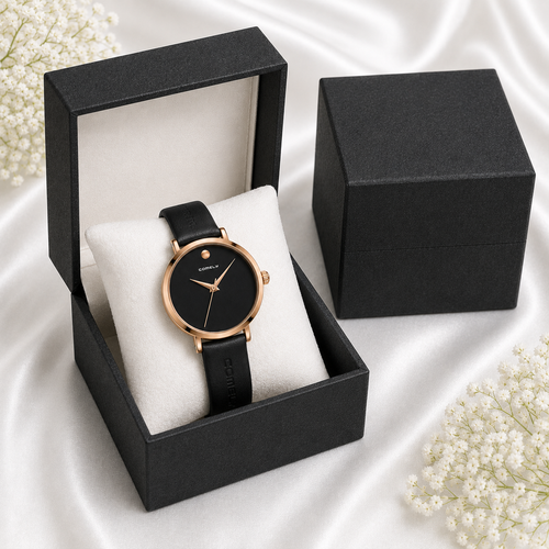 Minimalist Round Dial Leather Watch