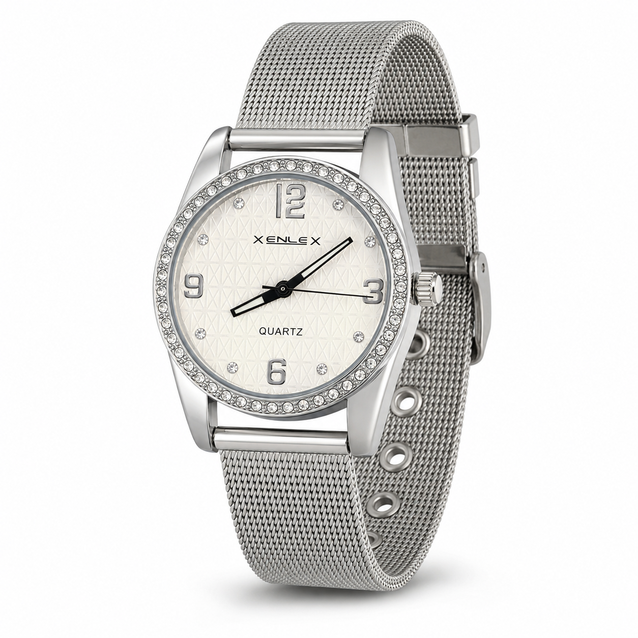 Crystal Bezel Mesh Watch