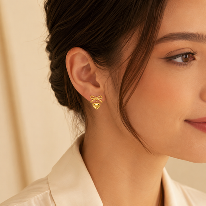Bow Heart Earrings