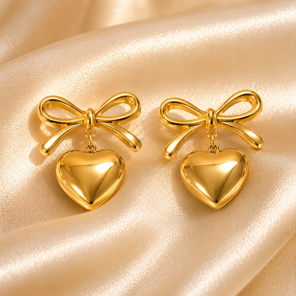 Bow Heart Earrings