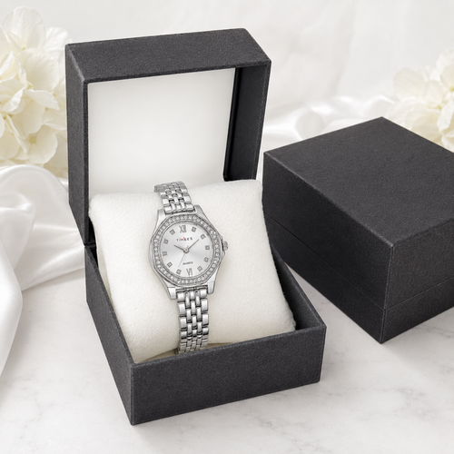 Women’s Crystal Bezel Bracelet Watch