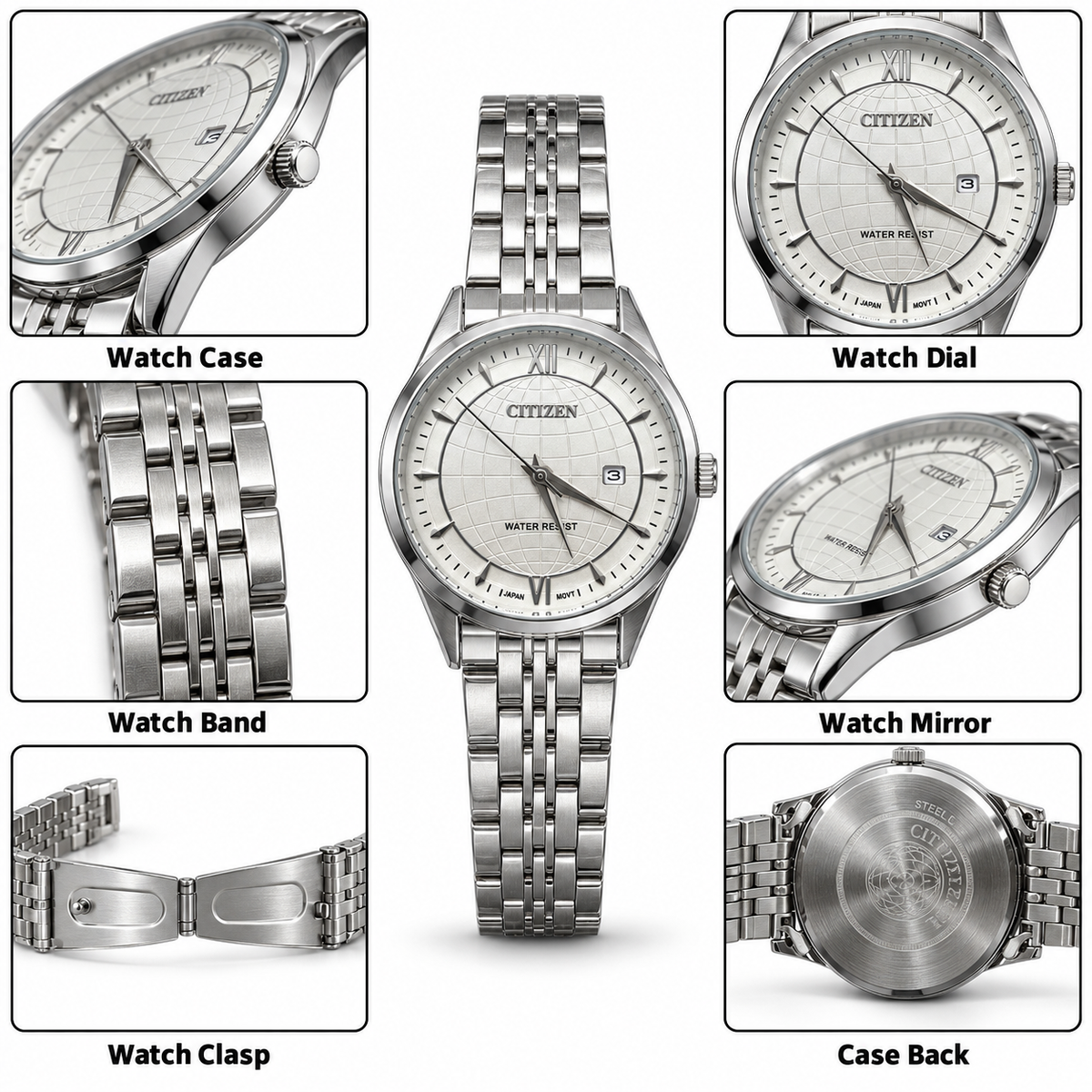 CITIZEN Silver Globe Dial Classic Watch