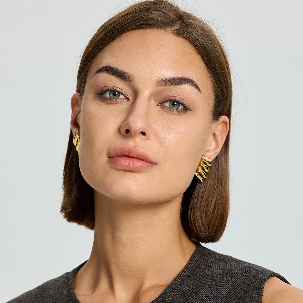 Retro Zircon Inlaid Geometric Earrings