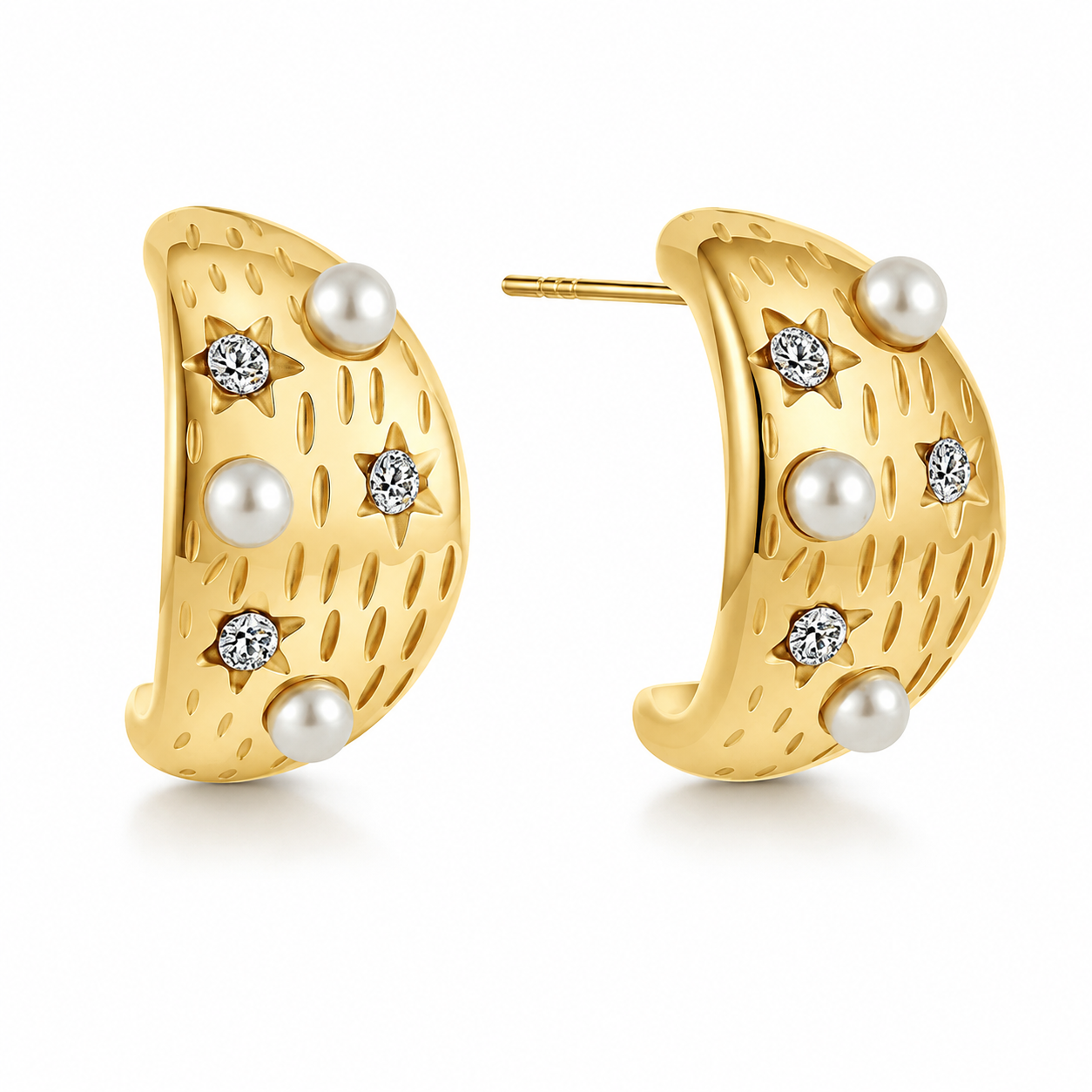 Pearl Crescent Earrings