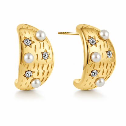 Pearl Crescent Earrings