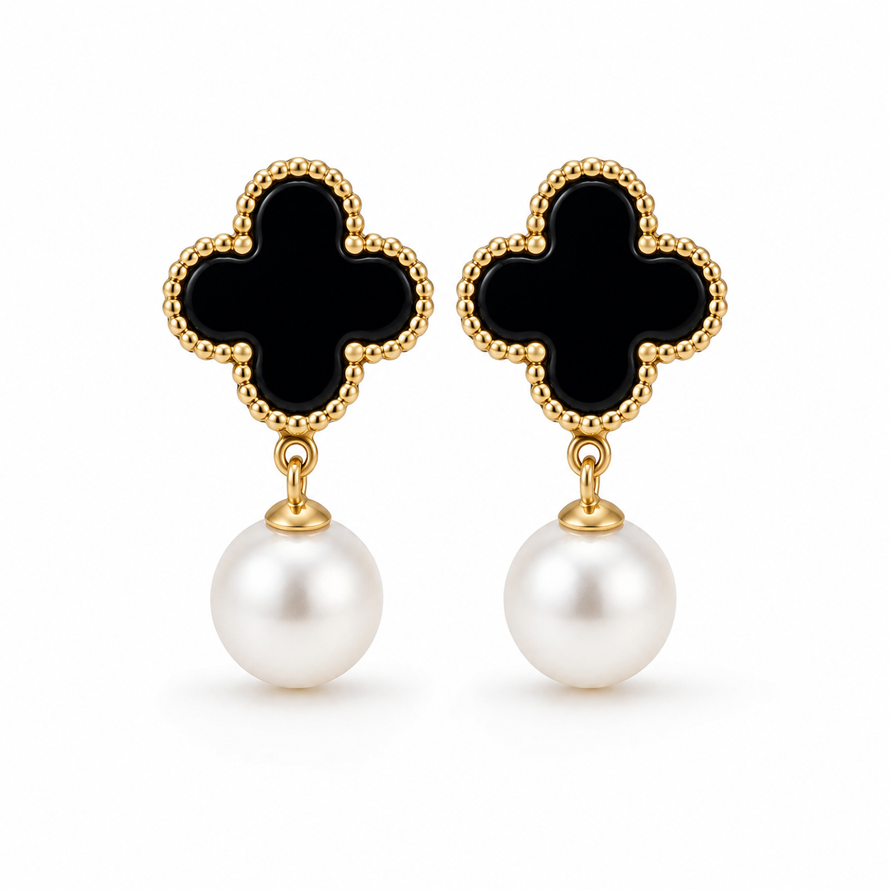 Pearl Clover Drop Earrings