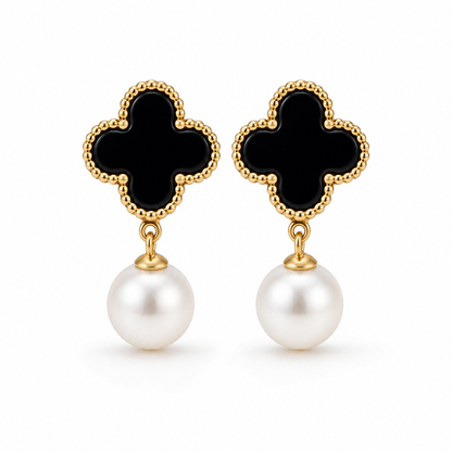 Pearl Clover Drop Earrings
