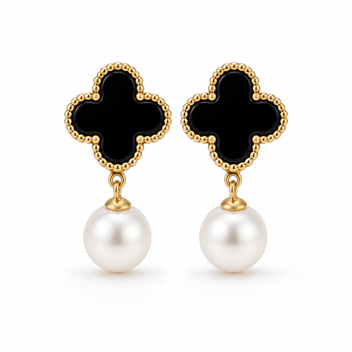 Pearl Clover Drop Earrings