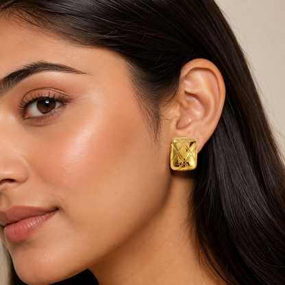 Crisscross Dome Stud Earrings