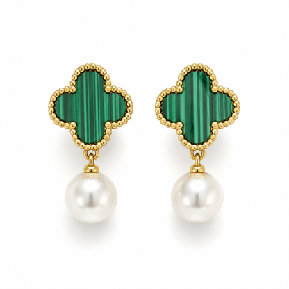 Pearl Clover Drop Earrings