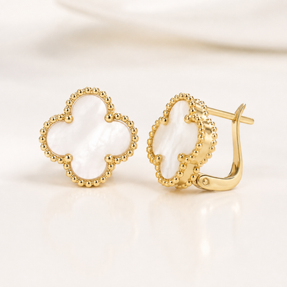 Beaded Black Clover Hoops