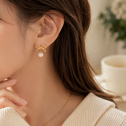 Pearl Bow Earrings