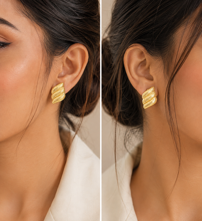 Textured Ripple Stud Earrings