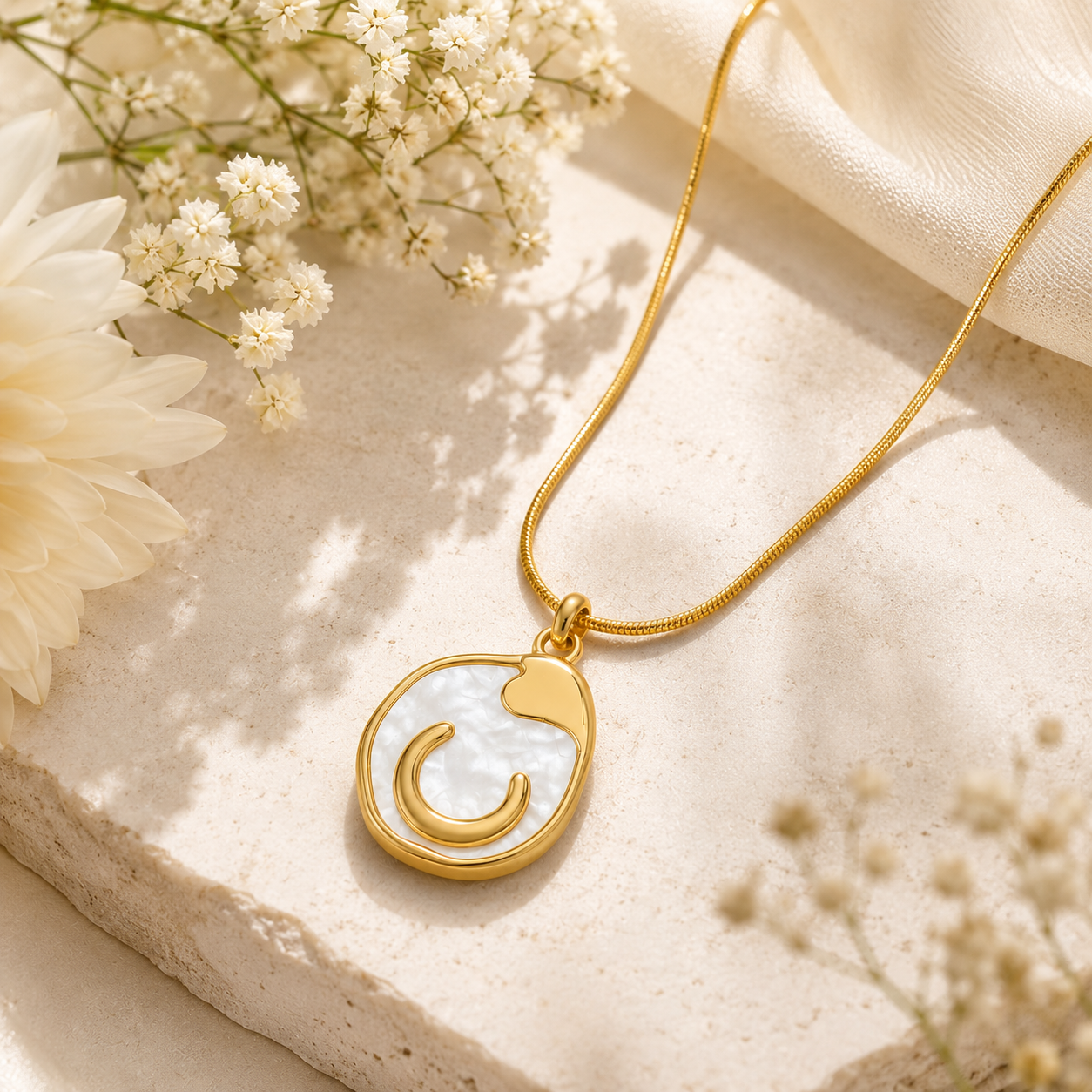 Abstract Enamel Pendant Necklace