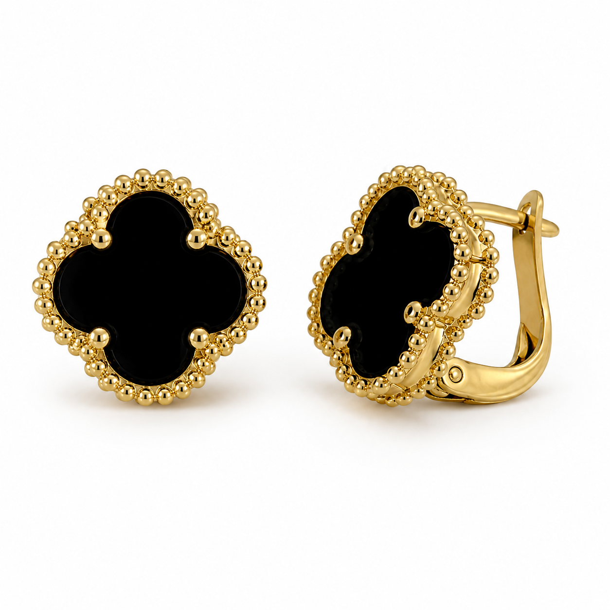 Beaded Black Clover Hoops