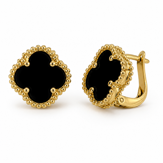 Beaded Black Clover Hoops