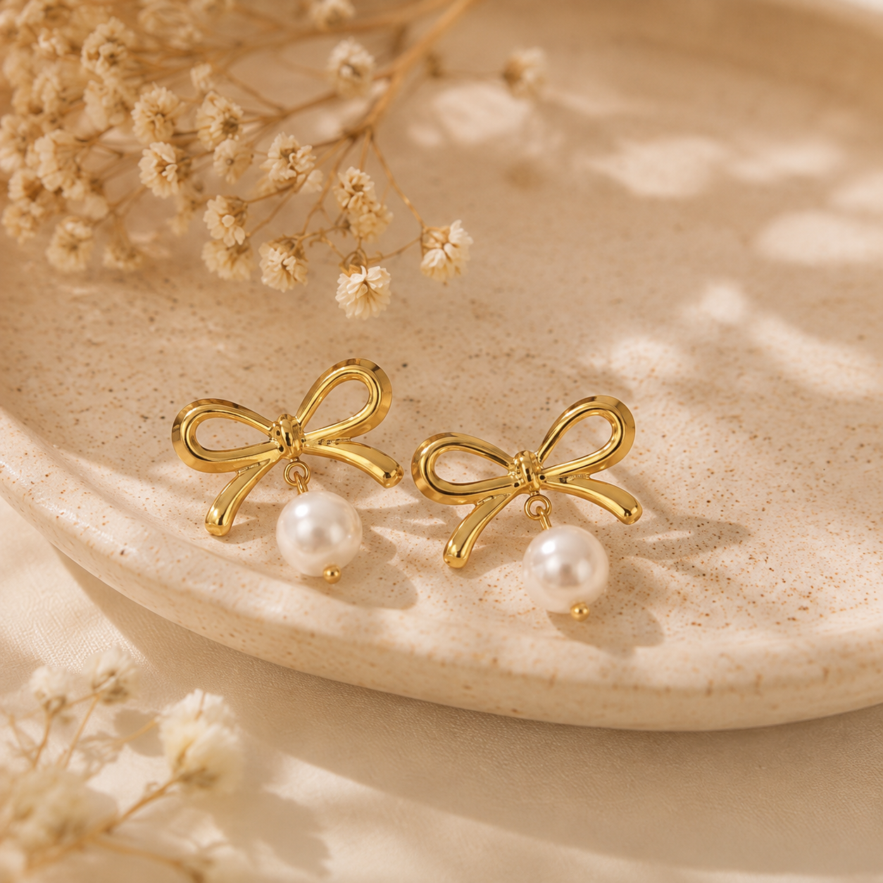 Pearl Bow Earrings