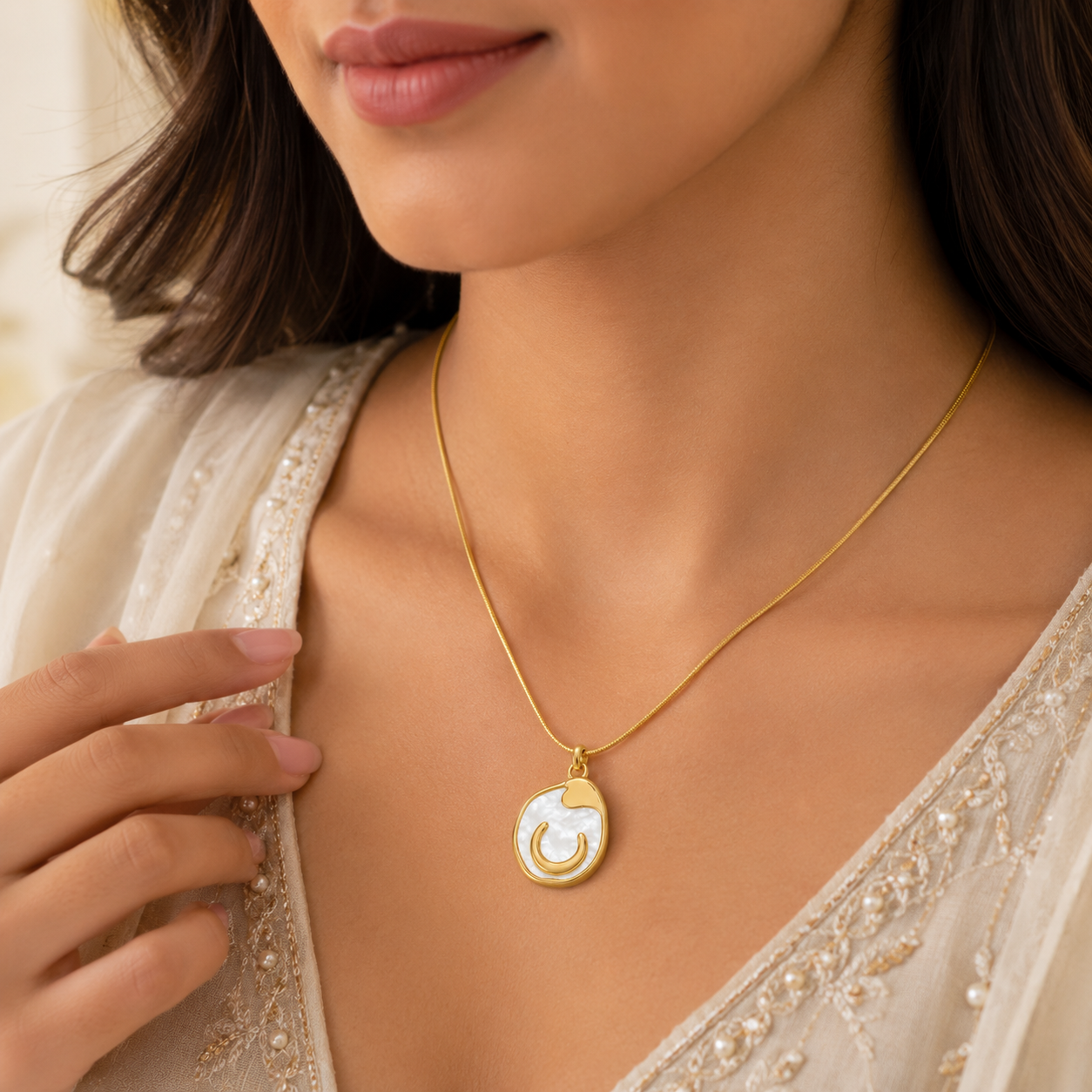 Abstract Enamel Pendant Necklace