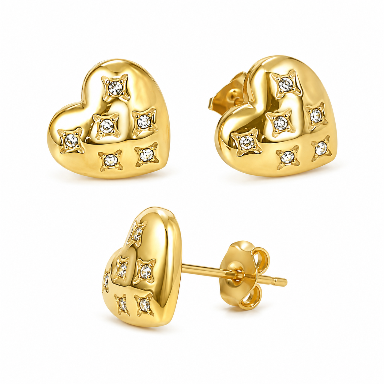 Crystal Heart Studs