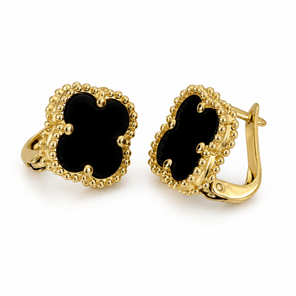 Beaded Black Clover Hoops