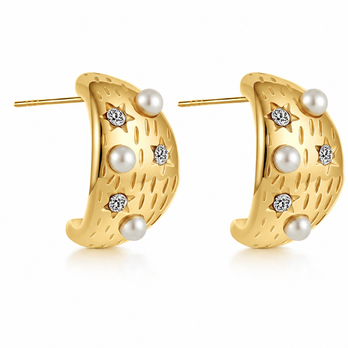 Pearl Crescent Earrings
