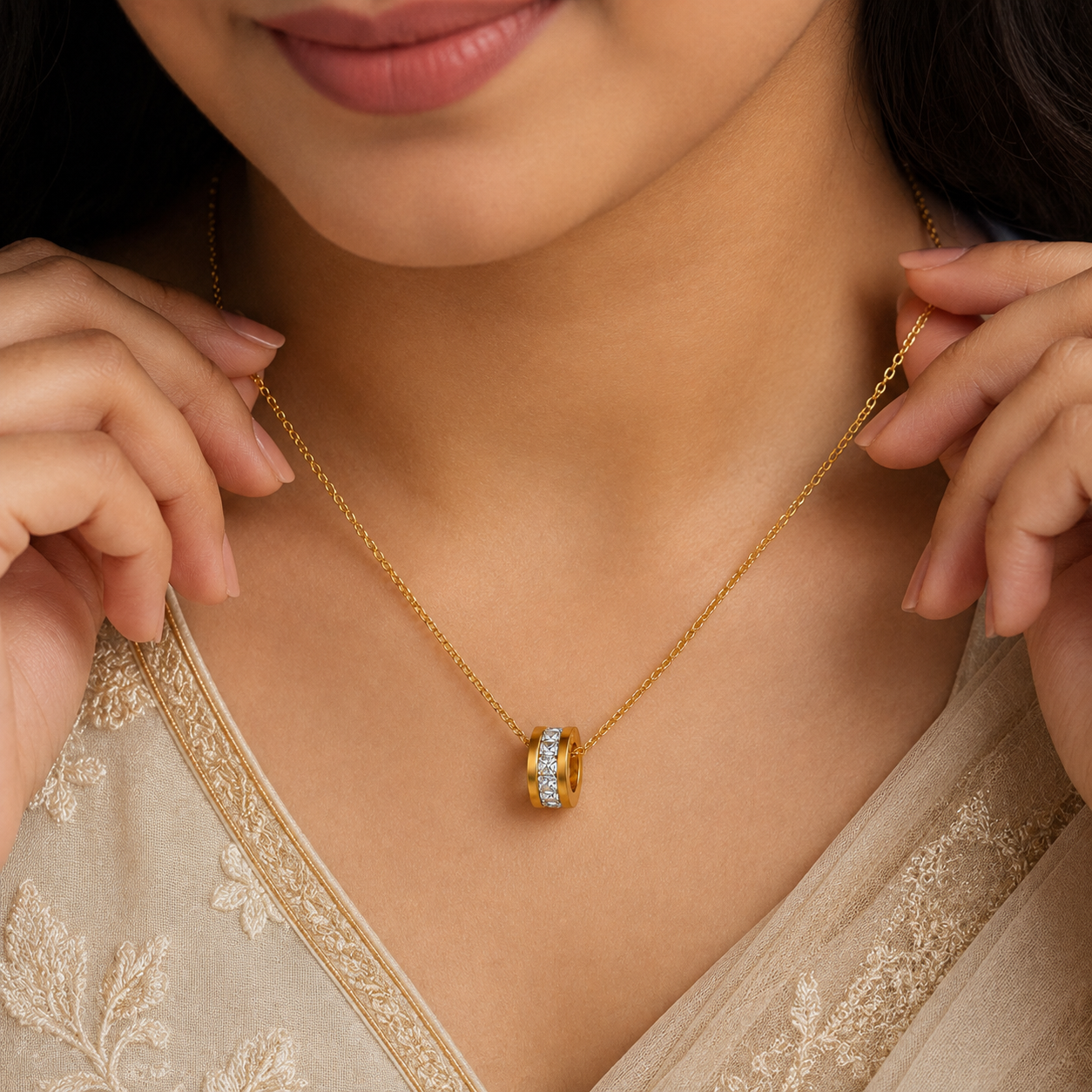 Crystal Halo Pendant Necklace
