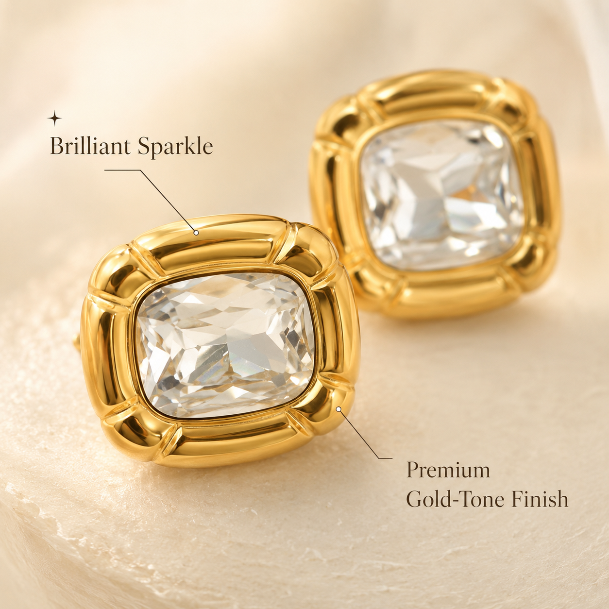 Cushion Crystal Studs