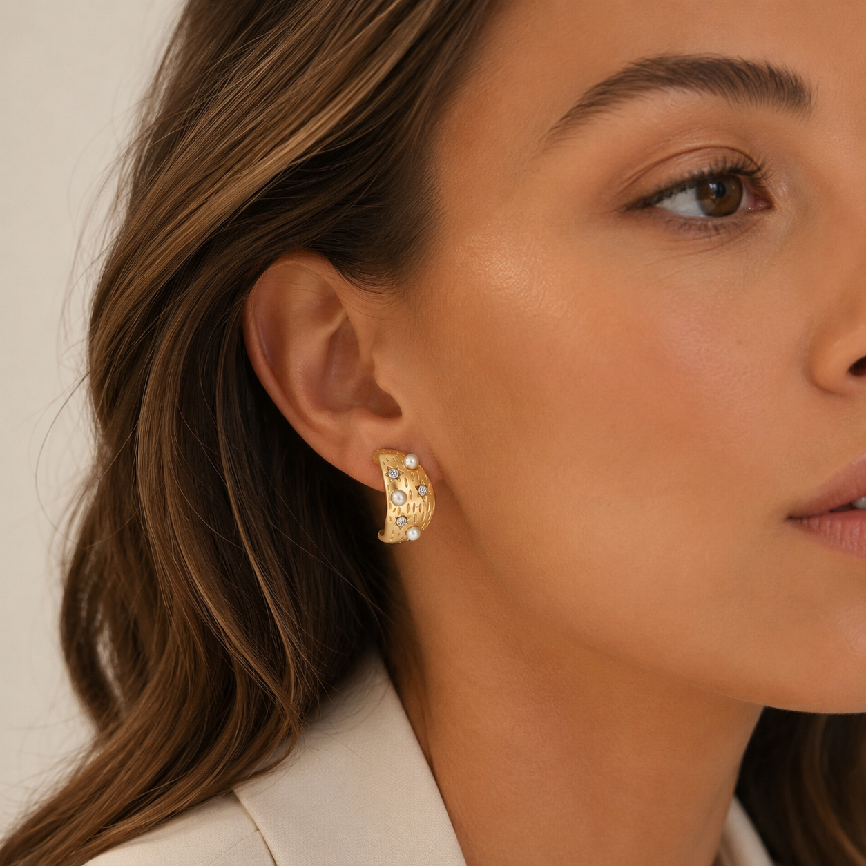 Pearl Crescent Earrings
