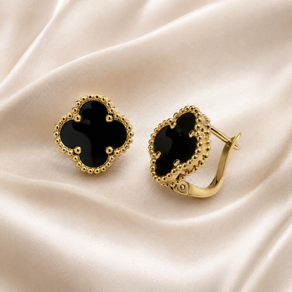 Beaded Black Clover Hoops