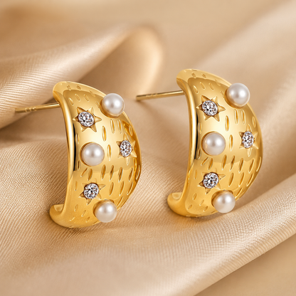 Pearl Crescent Earrings