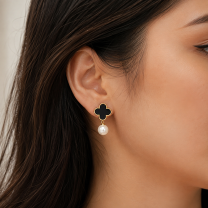 Pearl Clover Drop Earrings