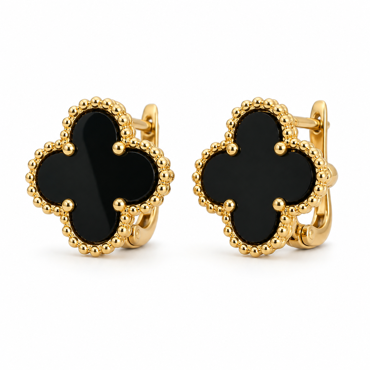 Beaded Black Clover Hoops