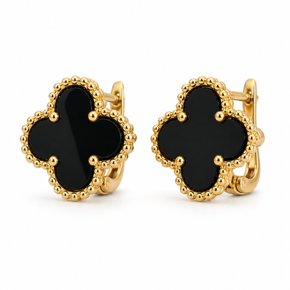 Beaded Black Clover Hoops
