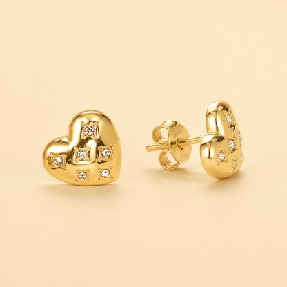 Crystal Heart Studs