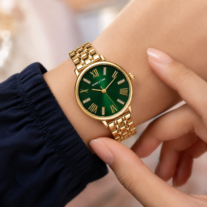 Women’s Gold-Tone Green Dial Watch