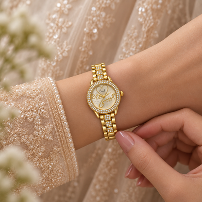 Crystal Heart Calligraphy Watch