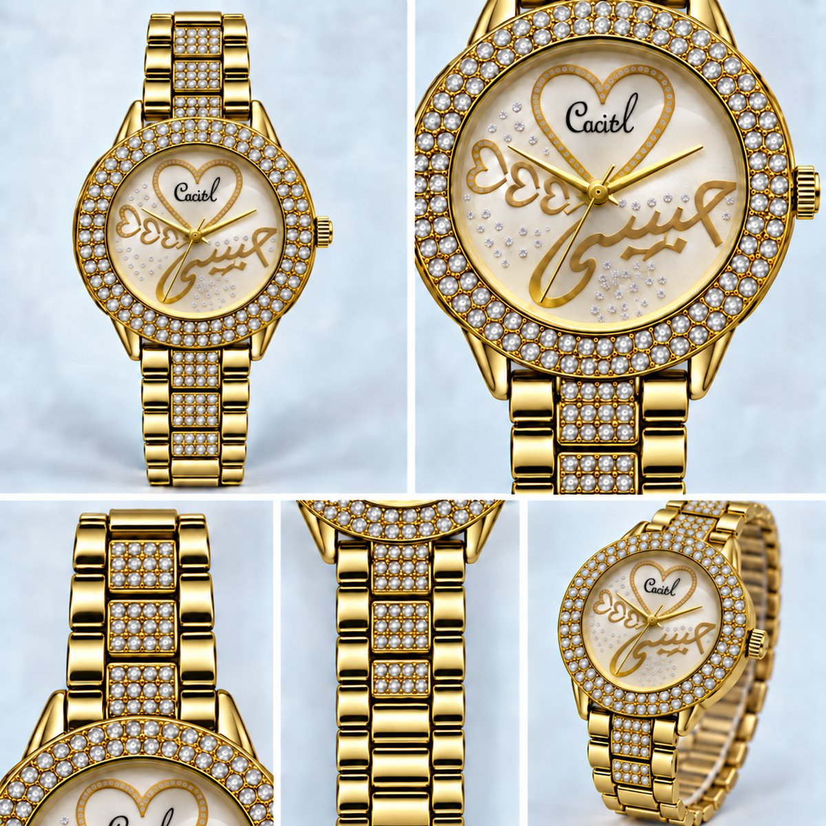 Crystal Heart Calligraphy Watch