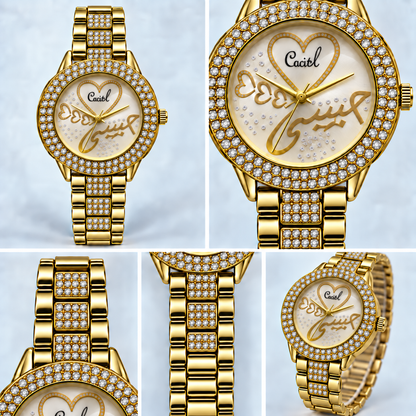 Crystal Heart Calligraphy Watch