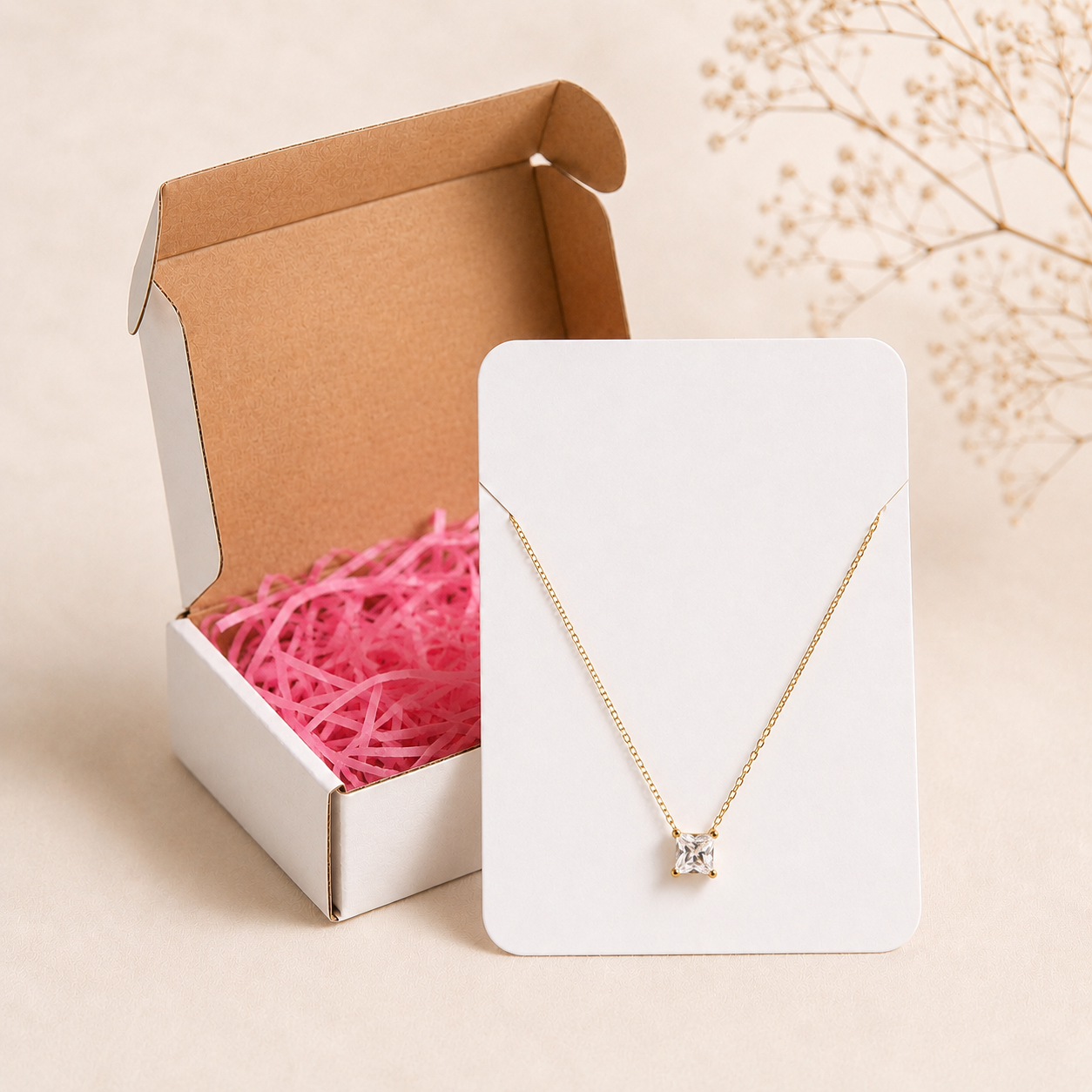 Square Cubic Zirconia Solitaire Necklace